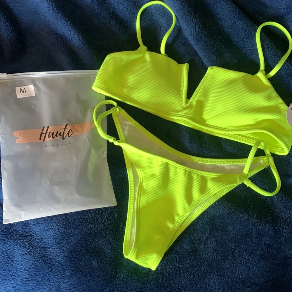 Brand New Haute Neon Yellow 2pc Bikini